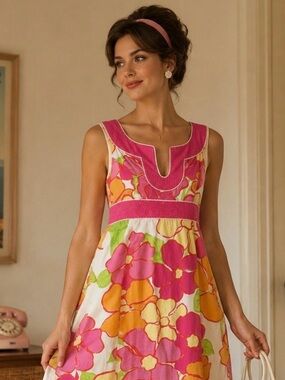 NWT Rare Vintage Lilly Pulitzer Maxi Embellished in Sweet Sally Print Size 8